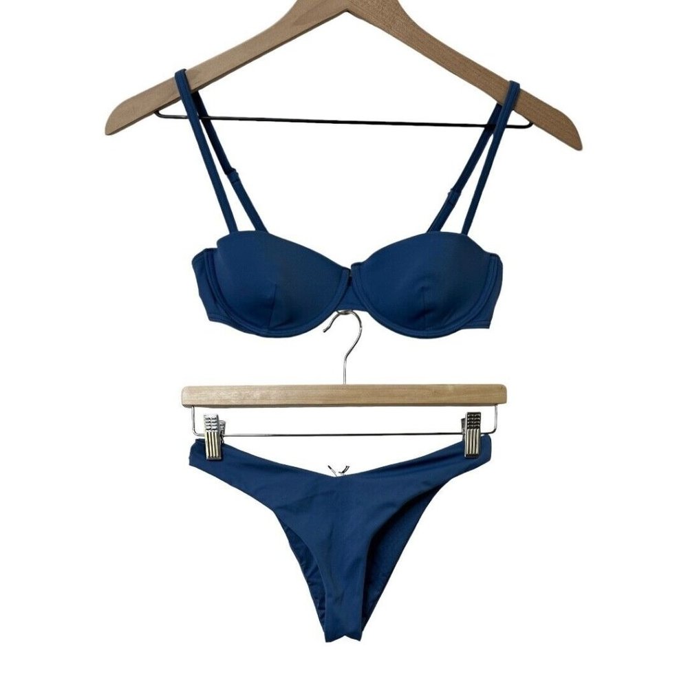Onia Blue Balconette Bikini Set with Cheeky Cut